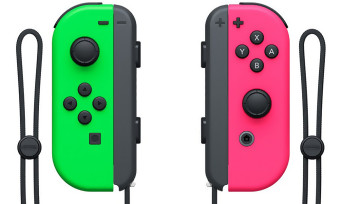 Splatoon 2 : des Joy-Con et une manette Pro vert et rose néon