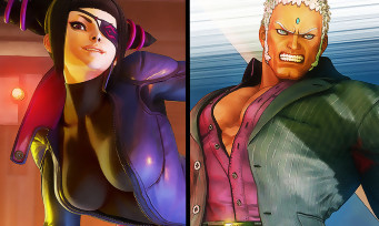 Street Fighter 5 : Juri en combinaison latex moulante et Urien en costard